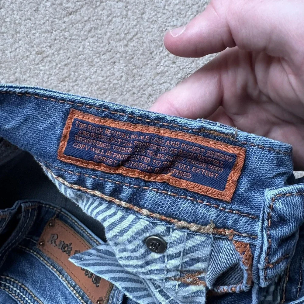 Rock Revival Jeans Womens 27 Blue Debbie‎ Straight Denim Embellished Pockets Y2K